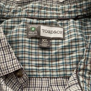 Toad&Co Men's Gray and Blue Checkered Shirt